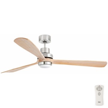 FARO 33505DC - Wentylator sufitowy LED LANTAU XL LED/15W/230V drewno/matowy chrom śr. 168 cm + zdalne sterowanie