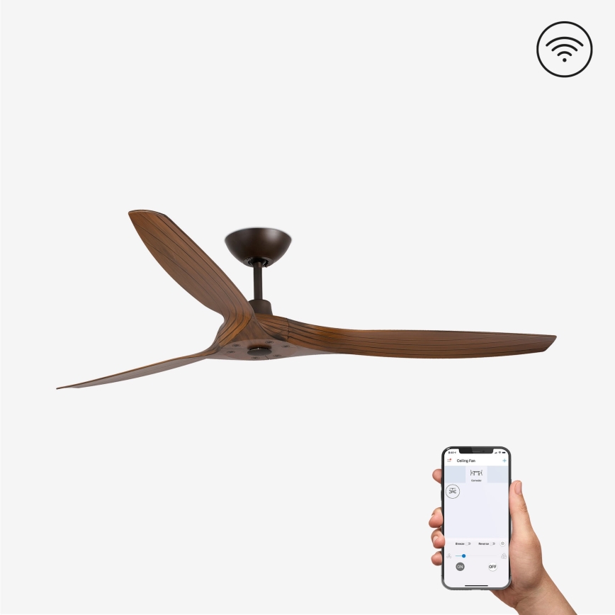 FARO 33511WP - Wentylator sufitowy MOREA L brązowy śr. 152 cm SMART +pilot