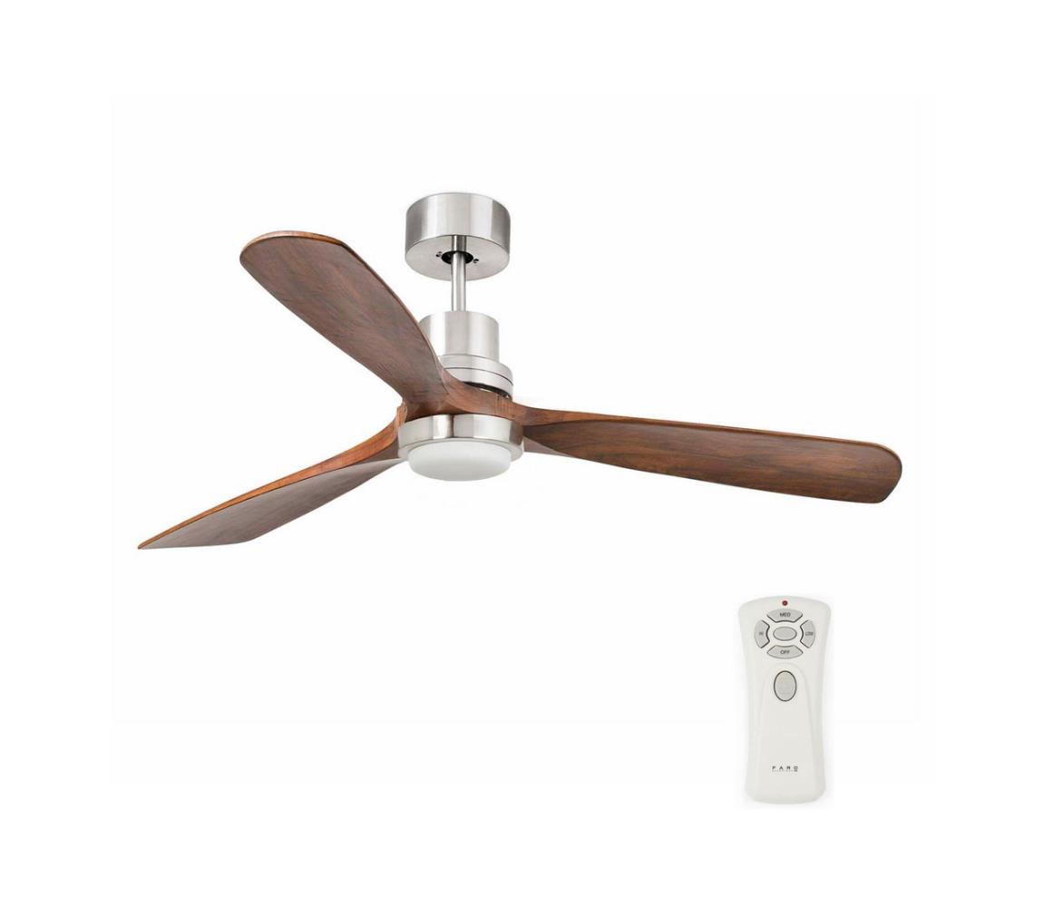 FARO 33518DC - Wentylator sufitowy LED LANTAU LED/15W/230V chrom/drewno + pilot