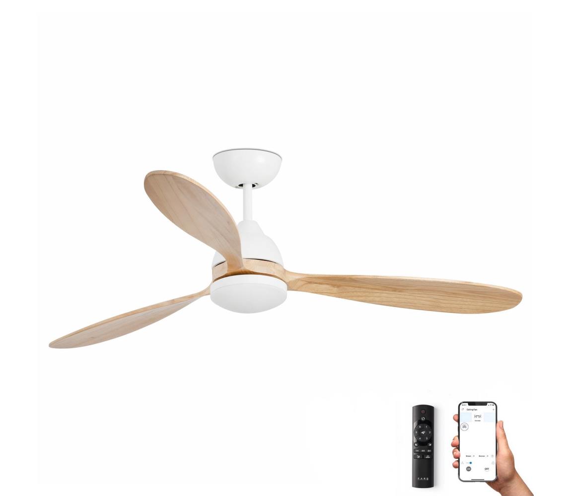 FARO 33524WP - LED Plafon POROS LED/19W/230V drewno/biały Wi-Fi 132 cm SMART + pilot