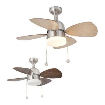 FARO 33706 - Wentylator sufitowy MEDITERRÁNEO 1xE14/8W/230V chrom/brązowy