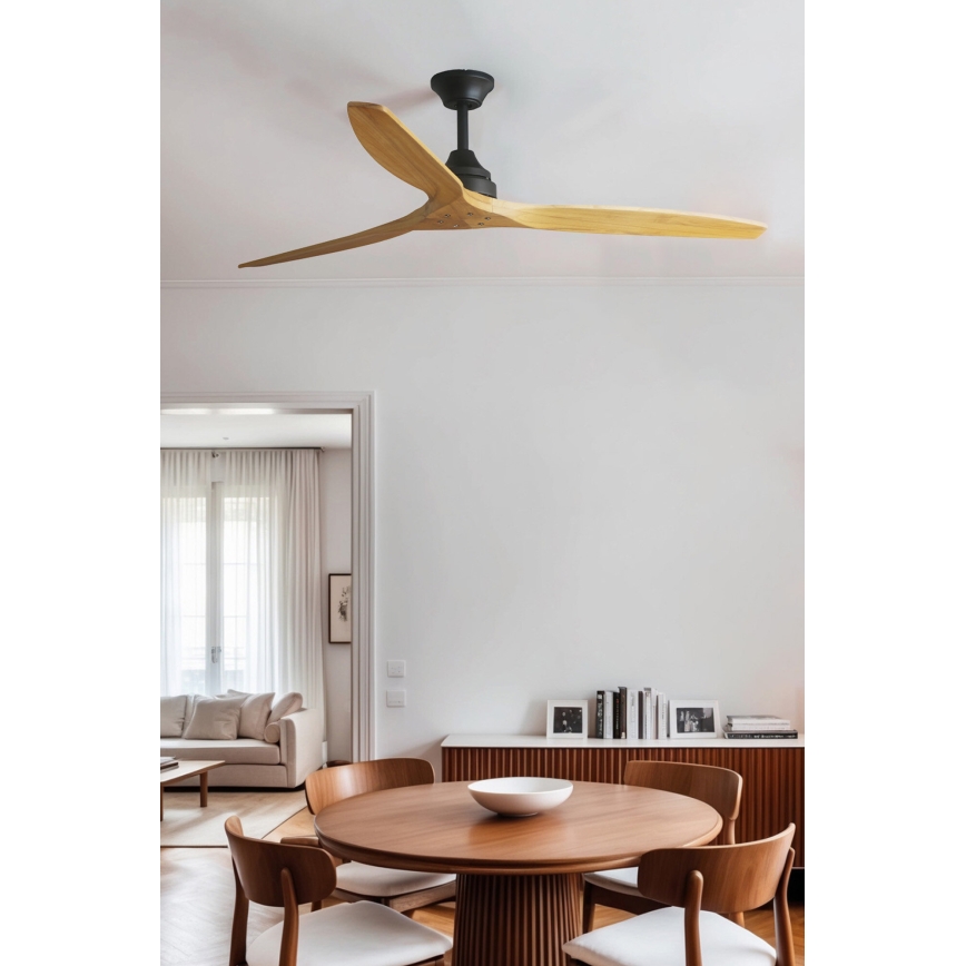 FARO 33718DC - Wentylator sufitowy ALO L drewno/czarny + pilot zdalnego sterowania