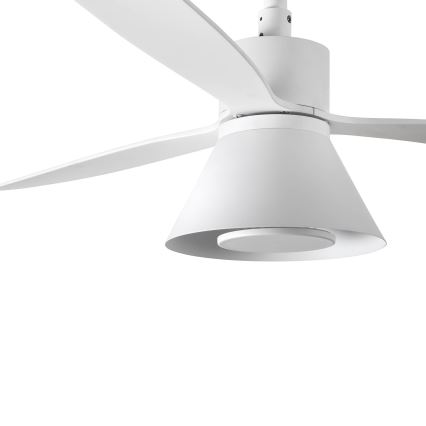 FARO 33760WT-22 - LED Ściemnialny wentylator sufitowy AMELIA L CONE LED/20W/230V 2700/3500/5000K biały śr. 132 cm Wi-Fi Tuya + pilot zdalnego sterowania