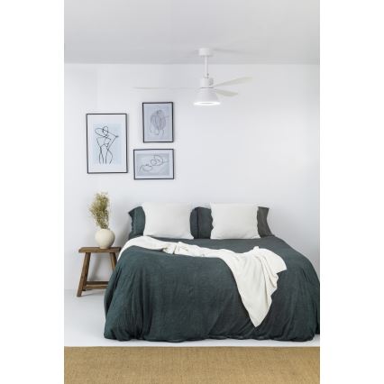 FARO 33760WT-22 - ściemnialny sufitowy wentylator LED AMELIA L CONE LED/20W/230V 2700/3500/5000K biały średnica 132 cm Wi-Fi Tuya + pilot zdalnego sterowania