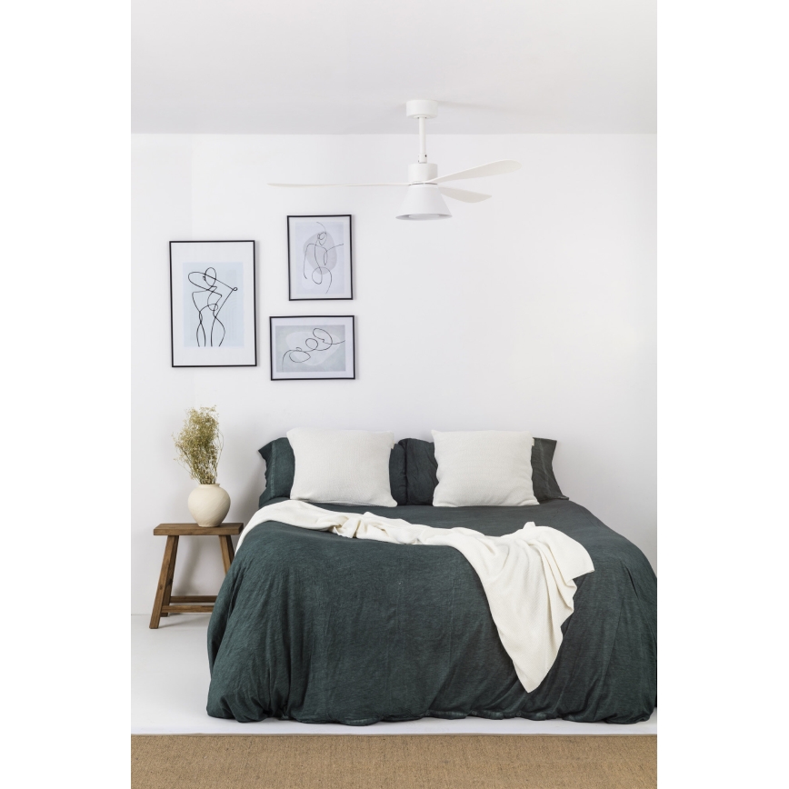 FARO 33760WT-22 - ściemnialny sufitowy wentylator LED AMELIA L CONE LED/20W/230V 2700/3500/5000K biały średnica 132 cm Wi-Fi Tuya + pilot zdalnego sterowania