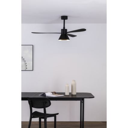 FARO 33761WT-23 - LED Ściemnialny wentylator sufitowy AMELIA L CONE LED/20W/230V 2700/3500/5000K czarny śr. 132 cm Wi-Fi Tuya + pilot zdalnego sterowania