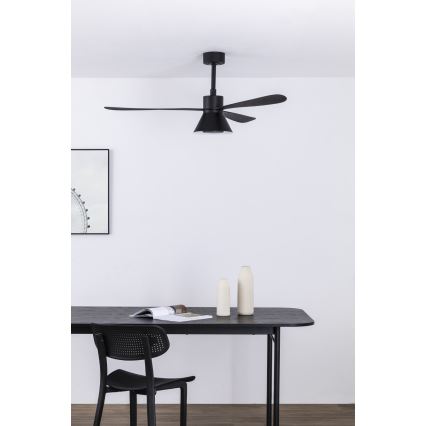 FARO 33761WT-23 - LED Ściemnialny wentylator sufitowy AMELIA L CONE LED/20W/230V 2700/3500/5000K czarny śr. 132 cm Wi-Fi Tuya + pilot zdalnego sterowania