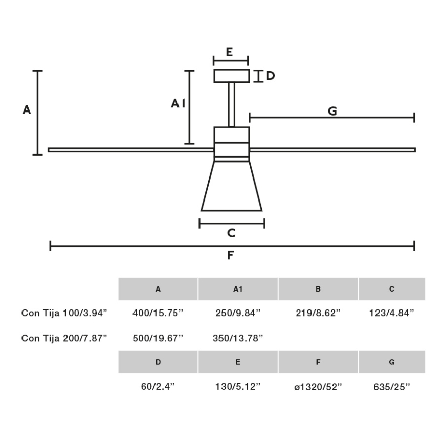 FARO 33761WT-23 - LED Ściemnialny wentylator sufitowy AMELIA L CONE LED/20W/230V 2700/3500/5000K czarny śr. 132 cm Wi-Fi Tuya + pilot zdalnego sterowania