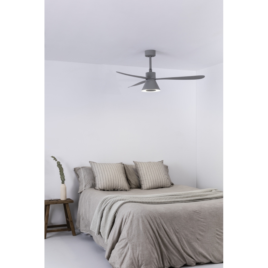 FARO 33762WT-24 - LED Ściemnialny wentylator sufitowy AMELIA L CONE LED/20W/230V 2700/3500/5000K szare śr. 132 cm Wi-Fi Tuya + pilot zdalnego sterowania