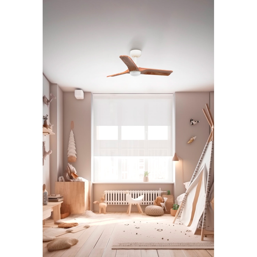 FARO 33805-1TW - LED Ściemnialny wentylator sufitowy HEYWOOD S LED/10W/230V 2700/4000/6000K drewno/biały śr. 90 cm + pilot zdalnego sterowania