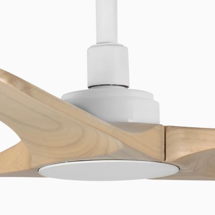 FARO 33805WT - Wentylator sufitowy HEYWOOD S drewno/biały śr. 90 cm Wi-Fi Tuya + pilot zdalnego sterowania
