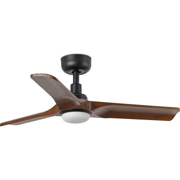 FARO 33806WT-1TW - LED Ściemnialny wentylator sufitowy HEYWOOD S LED/10W/230V 2700/4000/6000K drewno/czarny śr. 90 cm Wi-Fi Tuya + pilot zdalnego sterowania