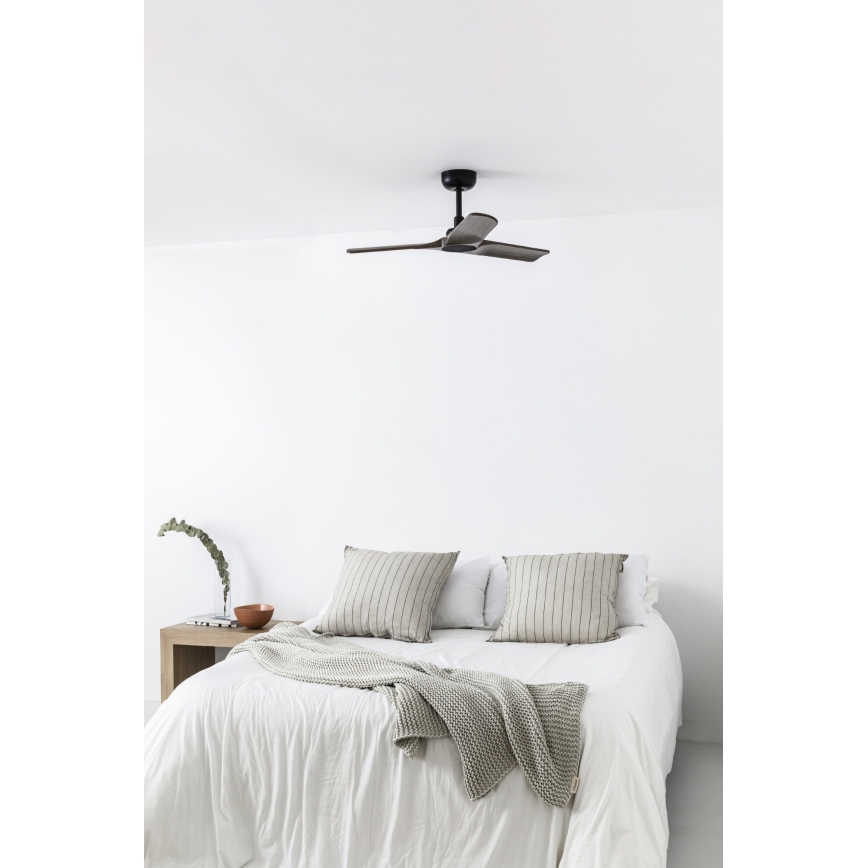FARO 33806WT - Wentylator sufitowy HEYWOOD S drewno/czarny śr. 90 cm Wi-Fi Tuya + pilot zdalnego sterowania