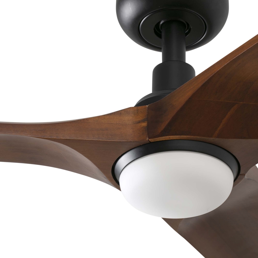 FARO 33806WT1S - Ściemnialny wentylator sufitowy LED HEYWOOD S LED/10W/230V 2700/3000/4000K śr. 90 cm drewno/czarny Wi‑Fi Tuya + zdalne sterowanie