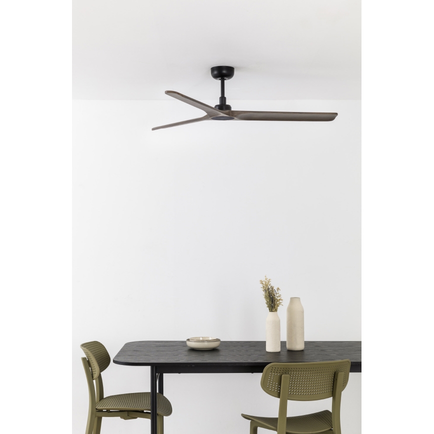 FARO 33809WT - Wentylator sufitowy HEYWOOD L drewno/czarny śr. 132 cm Wi-Fi Tuya + pilot zdalnego sterowania