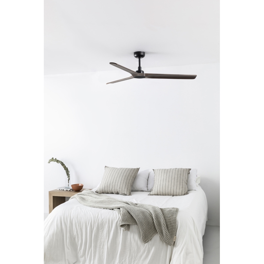 FARO 33809WT - Wentylator sufitowy HEYWOOD L drewno/czarny śr. 132 cm Wi-Fi Tuya + pilot zdalnego sterowania