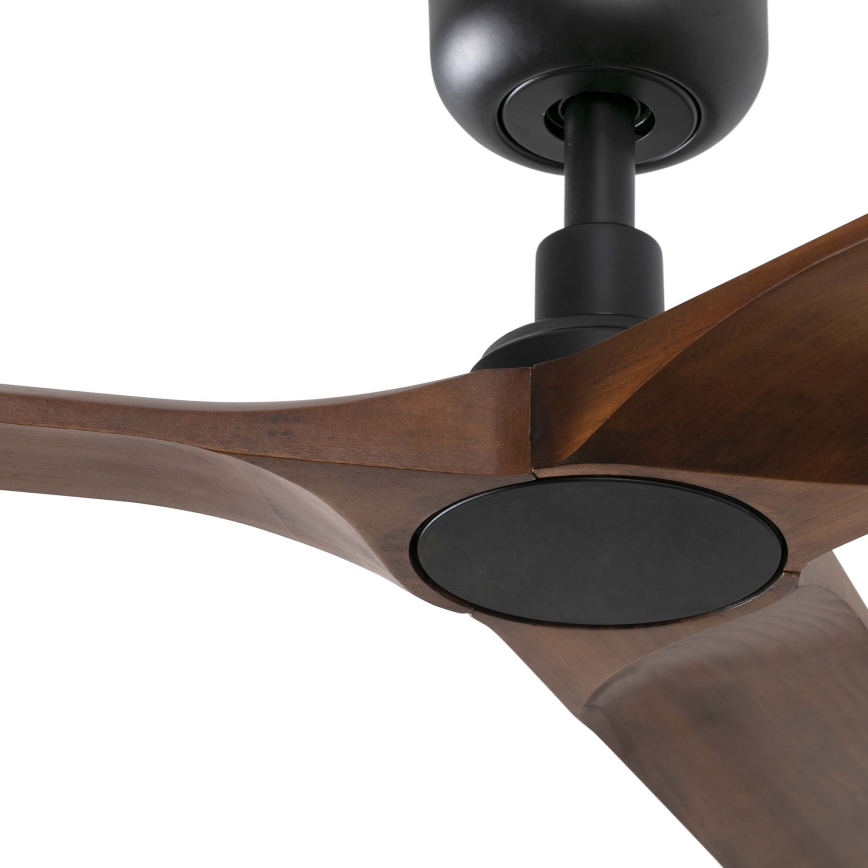 FARO 33809WT - Wentylator sufitowy HEYWOOD L drewno/czarny śr. 132 cm Wi-Fi Tuya + pilot zdalnego sterowania
