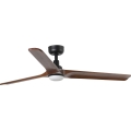 FARO 33809WT1S - ściemnialny sufitowy wentylator z oświetleniem LED HEYWOOD L LED/10W/230V 2700/3000/4000K średnica 132 cm drewno/czarny Wi-Fi Tuya + pilot zdalnego sterowania