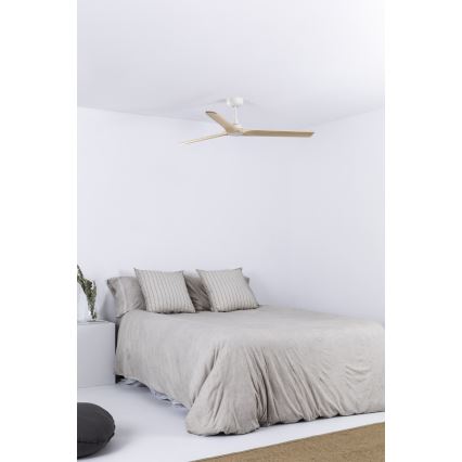 FARO 33810WT - Wentylator sufitowy HEYWOOD L drewno/biały śr. 132 cm Wi-Fi Tuya + pilot zdalnego sterowania