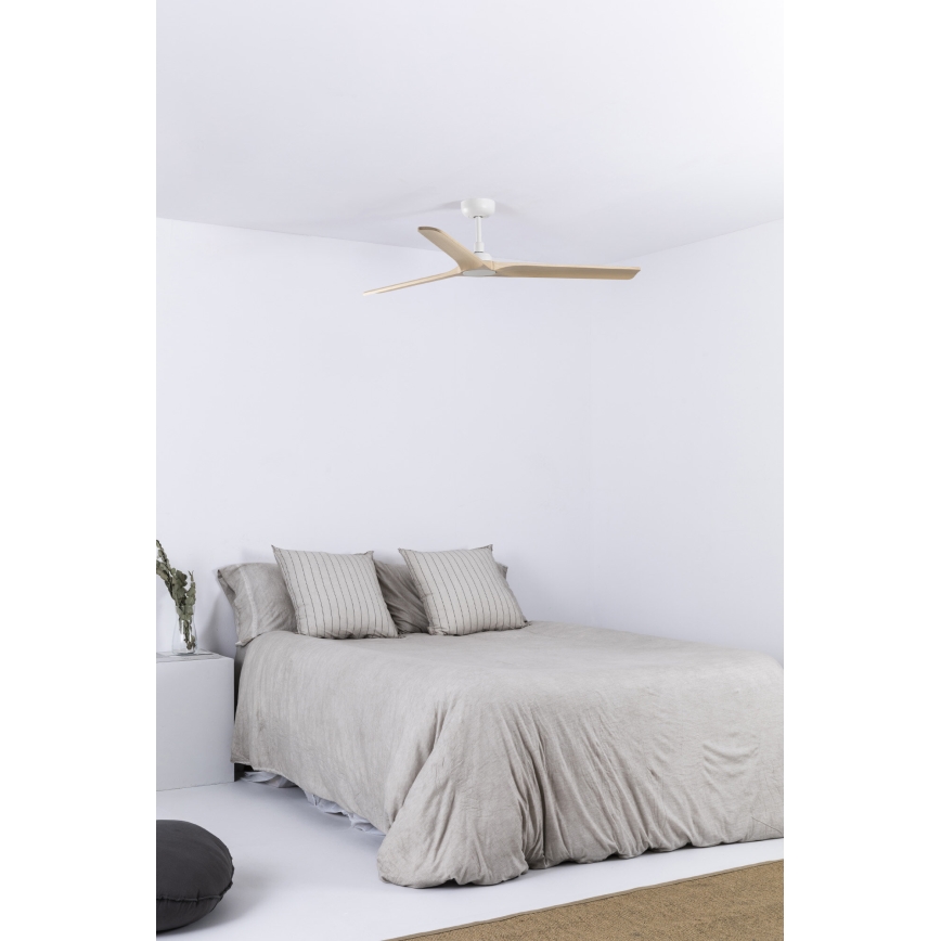 FARO 33810WT - Wentylator sufitowy HEYWOOD L drewno/biały śr. 132 cm Wi-Fi Tuya + pilot zdalnego sterowania