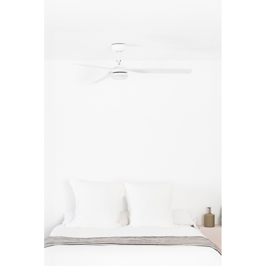 FARO 33814WT1S - ściemnialny wentylator sufitowy LED PUNT M LED/18W/230V 2700/3000/4000K Ø 132 cm biały Wi‑Fi Tuya + pilot zdalnego sterowania
