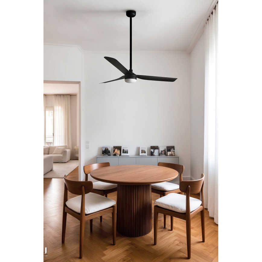 FARO 33815WT-21 - LED Ściemnialny wentylator sufitowy PUNT M LED/18W/230V 3000/4200/6500K czarny śr. 132 cm Wi-Fi Tuya + pilot zdalnego sterowania
