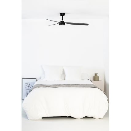 FARO 33815WT1S - LED ściemnialny wentylator sufitowy PUNT M LED/18W/230V 2700/3000/4000K śr. 132 cm czarny Wi-Fi Tuya + pilot zdalnego sterowania