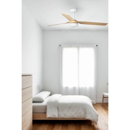 FARO 33816WT1S - LED ściemnialny wentylator sufitowy PUNT M LED/18W/230V 2700/3000/4000K śr. 132 cm beżowy/biały Wi-Fi Tuya + pilot zdalnego sterowania