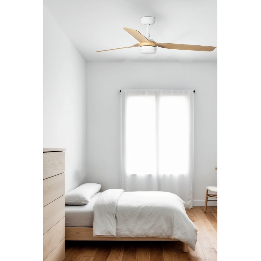 FARO 33816WT1S - LED ściemnialny wentylator sufitowy PUNT M LED/18W/230V 2700/3000/4000K śr. 132 cm beżowy/biały Wi-Fi Tuya + pilot zdalnego sterowania