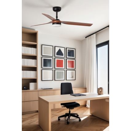 FARO 33817WT-21 - ściemnialny sufitowy wentylator PUNT M LED/18W/230V brązowy/czarny śr. 132 cm Wi-Fi Tuya + zdalne sterowanie