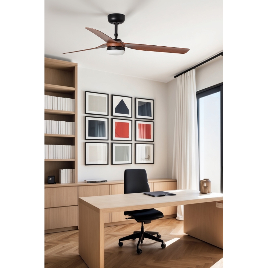 FARO 33817WT-21 - ściemnialny sufitowy wentylator PUNT M LED/18W/230V brązowy/czarny śr. 132 cm Wi-Fi Tuya + zdalne sterowanie