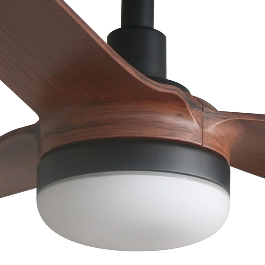 FARO 33817WT1S - ściemnialny wentylator sufitowy LED PUNT M LED/18W/230V 2700/3000/4000K śr. 132 cm brązowy/czarny Wi-Fi Tuya + pilot zdalnego sterowania