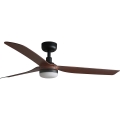 FARO 33817WT1S - ściemnialny wentylator sufitowy LED PUNT M LED/18W/230V 2700/3000/4000K śr. 132 cm brązowy/czarny Wi-Fi Tuya + pilot zdalnego sterowania