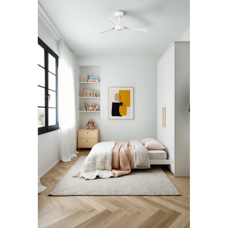 FARO 33820 - Wentylator sufitowy MINI PUNT S biały śr. 90 cm + zdalne sterowanie