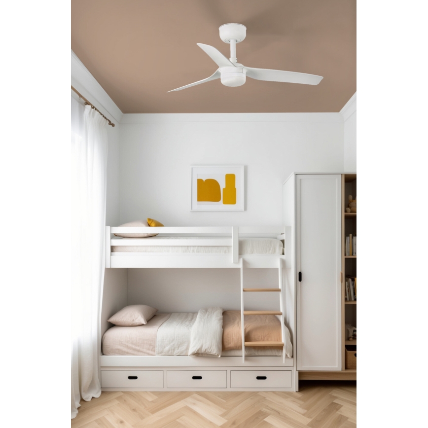 FARO 33820WT-1TW - LED Ściemnialny wentylator sufitowy MINI PUNT S LED/10W/230V 2700/4000/6000K biały śr. 90 cm Wi-Fi Tuya + pilot zdalnego sterowania