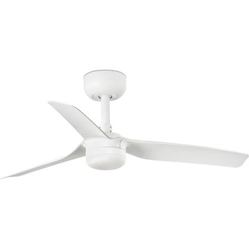 FARO 33820WT-1TW - ściemnialny wentylator sufitowy MINI PUNT z oświetleniem LED 10W / 230V / 2700/3000/4000K, biały, śr. 90 cm, Wi-Fi Tuya + pilot zdalnego sterowania