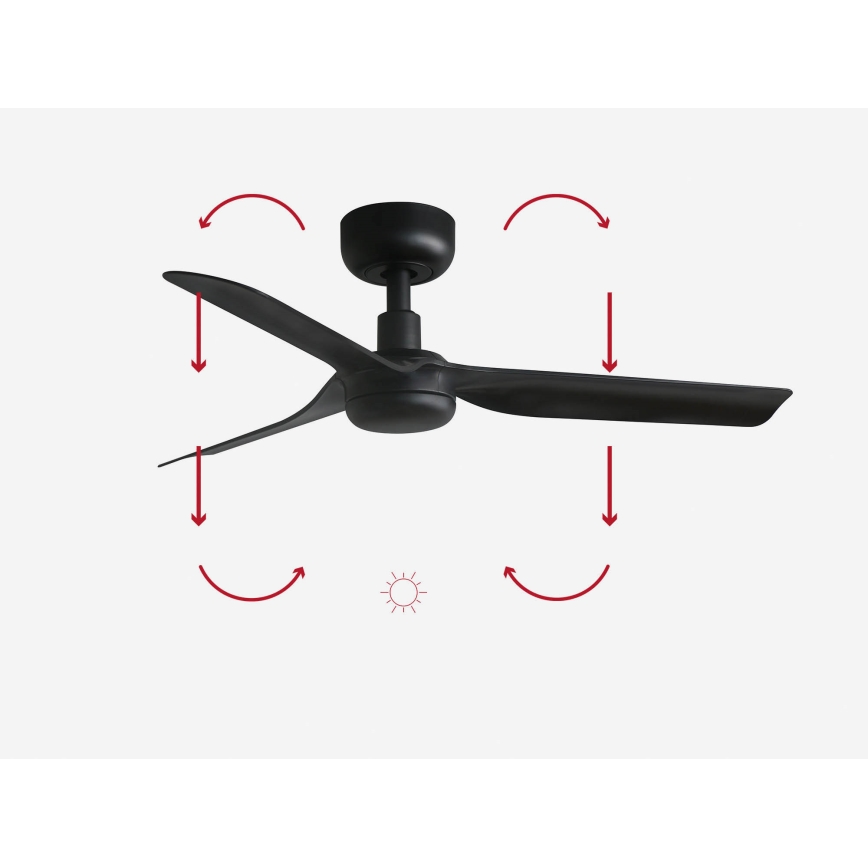 FARO 33822 - Wentylator sufitowy MINI PUNT S czarny śr. 90 cm + pilot zdalnego sterowania