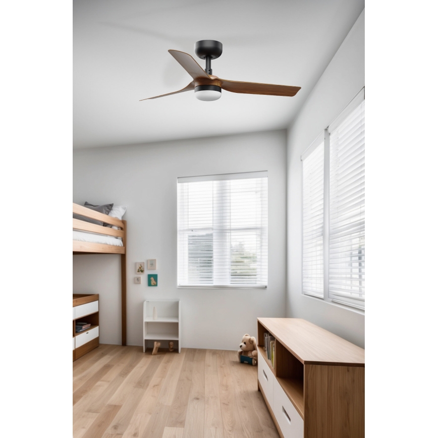FARO 33823WT-1TW - LED Ściemnialny wentylator sufitowy MINI PUNT S LED/10W/230V 2700/4000/6000K brązowy/czarny śr. 90 cm Wi-Fi Tuya + pilot zdalnego sterowania
