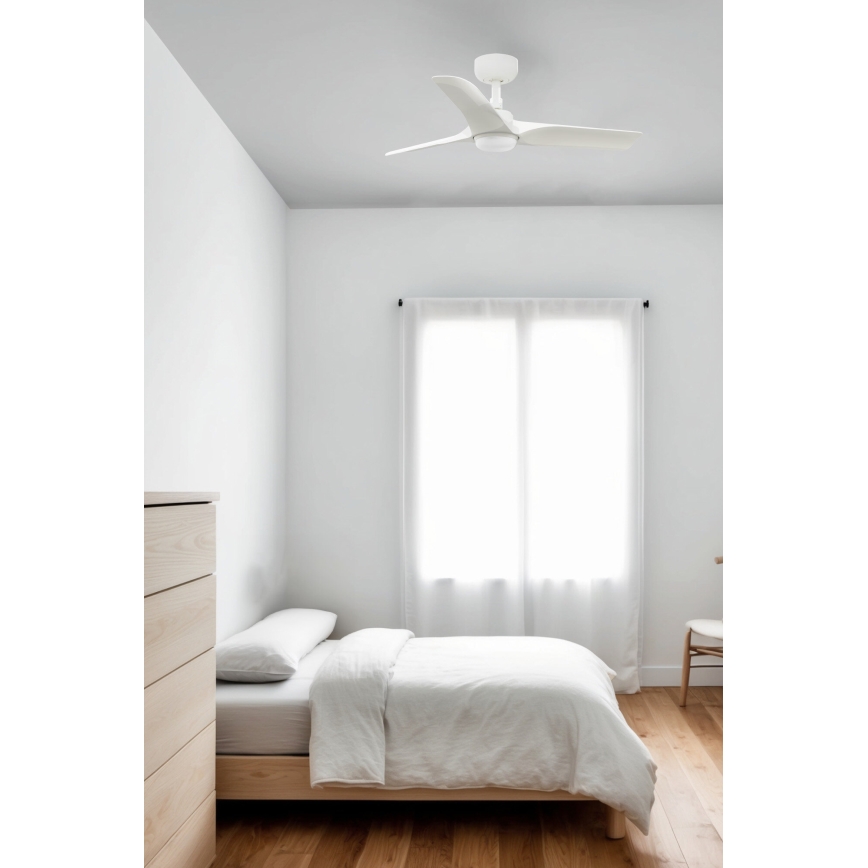 FARO 33824WT-1TW - LED Ściemnialny wentylator sufitowy HEY S LED/10W/230V 2700/4000/6000K biały śr. 90 cm Wi-Fi Tuya + pilot zdalnego sterowania