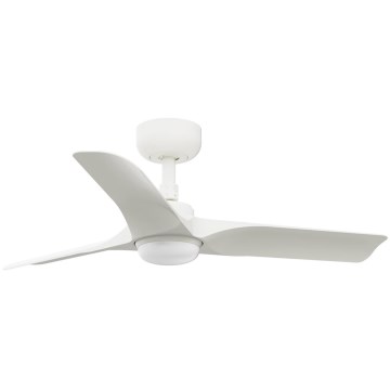FARO 33824WT1S - Ściemnialny wentylator sufitowy LED HEY S LED/10W/230V 2700/3000/4000K Ø 90 cm biały Wi-Fi Tuya + pilot zdalnego sterowania