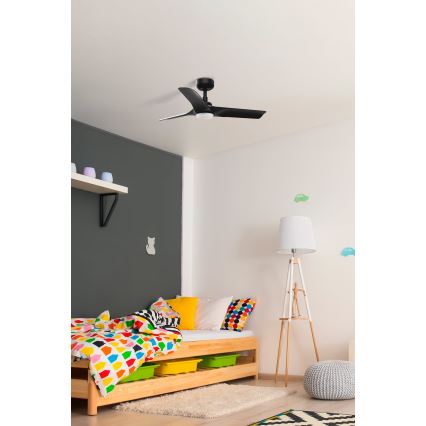 FARO 33825-1TW - LED ściemnialny wentylator sufitowy HEY S LED/10W/230V 2700/3000/4000K czarny Ø 90 cm + pilot zdalnego sterowania