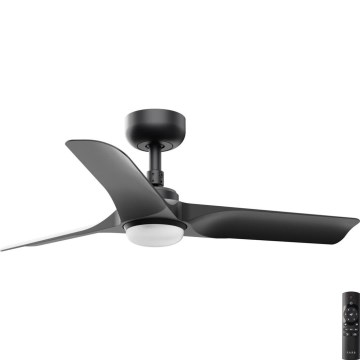 FARO 33825-1TW - LED ściemnialny wentylator sufitowy HEY S LED/10W/230V 2700/3000/4000K czarny Ø 90 cm + pilot zdalnego sterowania