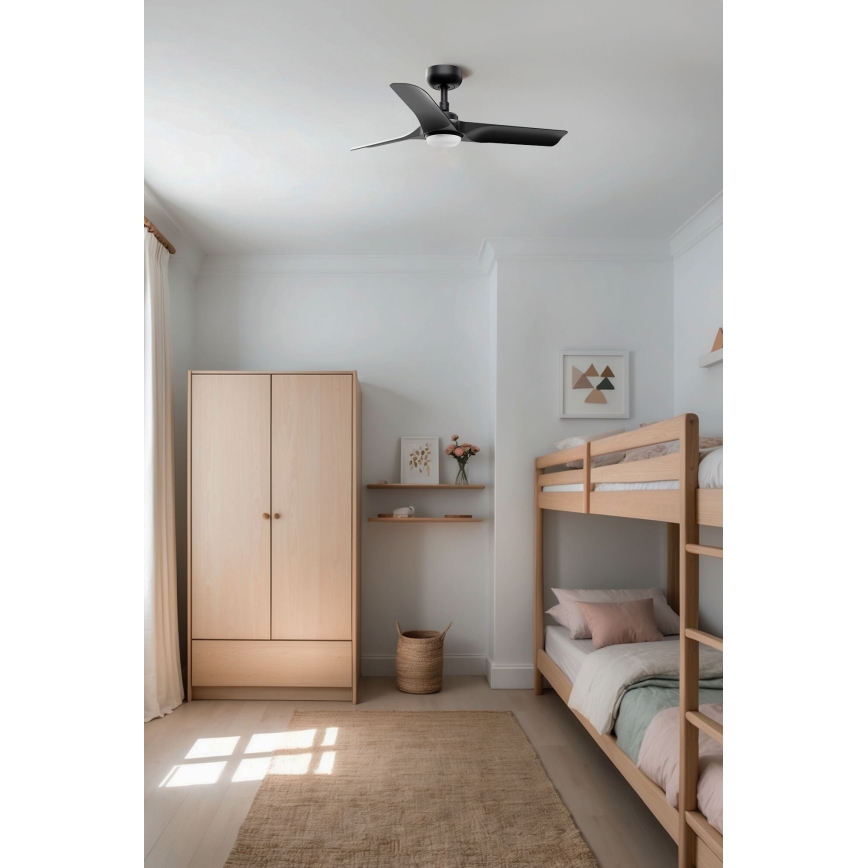FARO 33825WT-1TW - LED Ściemnialny wentylator sufitowy HEY S LED/10W/230V 2700/4000/6000K czarny śr. 90 cm Wi-Fi Tuya + pilot zdalnego sterowania