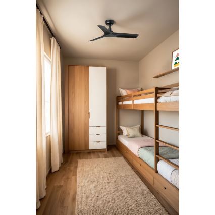 FARO 33825WT - Wentylator sufitowy HEY S czarny śr. 90 cm Wi-Fi Tuya + zdalne sterowanie