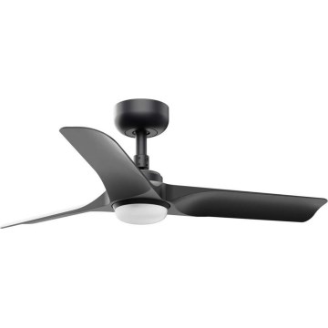 FARO 33825WT1S - ściemnialny wentylator sufitowy LED HEY S LED/10W/230V 2700/3000/4000K śr. 90 cm czarny Wi-Fi Tuya + zdalne sterowanie