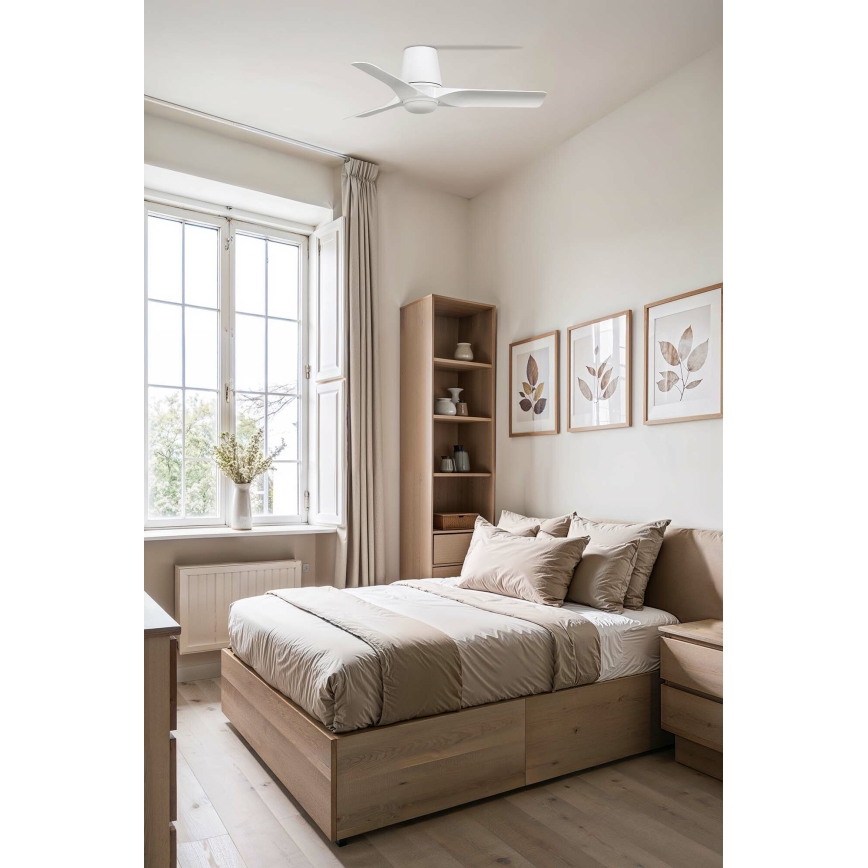 FARO 33826WT-1TW - ściemnialny sufitowy wentylator LED HEY TUB S LED/10W/230V 2700/3000/4000K, biały, średnica 90 cm, Wi-Fi Tuya + pilot zdalnego sterowania