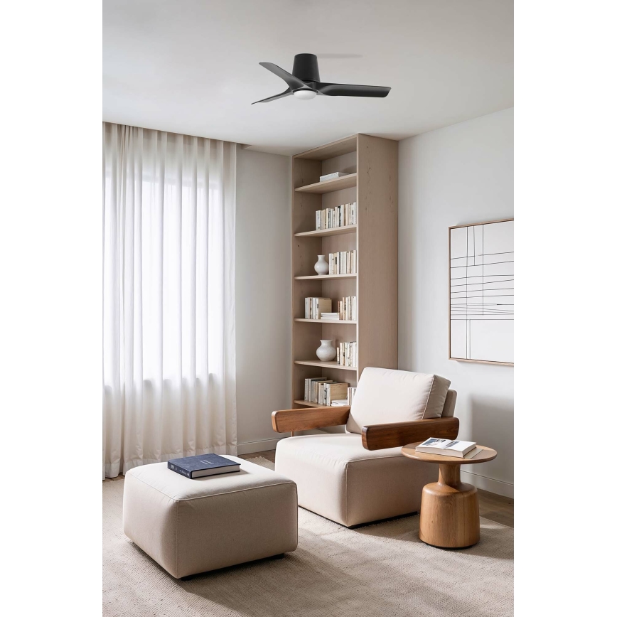 FARO 33827-1TW - LED Ściemnialny wentylator sufitowy HEY TUB S LED/10W/230V 2700/4000/6000K czarny śr. 90 cm + zdalne sterowanie
