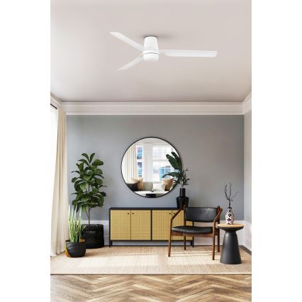 FARO 33828WT1S - ściemnialny wentylator sufitowy LED PUNT TUB M LED/18W/230V 2700/3000/4000K śr. 132 cm biały Wi‑Fi Tuya + pilot zdalnego sterowania