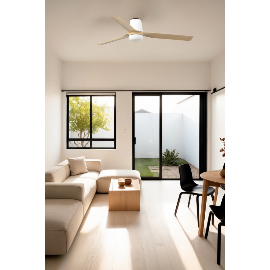 FARO 33829WT-1TW - LED Ściemnialny wentylator sufitowy PUNT TUB M LED/18W/230V 3000/4200/6500K brązowy/biały śr. 132 cm Wi-Fi Tuya + pilot zdalnego sterowania
