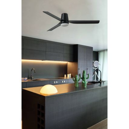 FARO 33830WT1S - LED ściemnialny wentylator sufitowy PUNT TUB M LED/18W/230V 2700/3000/4000K średnica 132 cm czarny Wi-Fi Tuya + pilot zdalnego sterowania